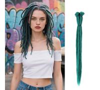 Trecce singole fatte a mano, 50,8 cm, extension per dreadlock, morbide, 5 ciocche, sintetiche, stile reggae, hippe, uncinetto, per donne (verde)