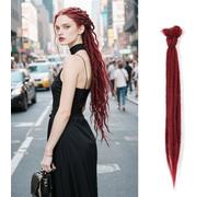 Trecce singole fatte a mano, 50,8 cm, extension per dreadlock, morbide, 5 ciocche, sintetiche, stile reggae, hippe, uncinetto, per donne (BUG)