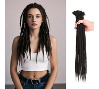 Trecce singole fatte a mano, 50,8 cm, extension per dreadlock, morbide, 5 ciocche, sintetiche, stile reggae hippe, all'uncinetto, per donne (marrone naturale)