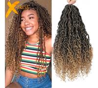 Trecce sintetiche all'uncinetto disordinate dea Locs estensione dei capelli Ombre Brown River Faux Locs intrecciare i capelli per le donne nere X-TRESS MT1B-30