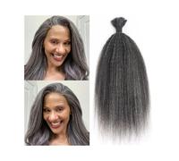 Treccia di capelli, Capelli umani lisci e crespi grigi sfusi for trecce Remy all'uncinetto senza trama 50G 1 pz