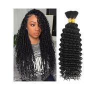 Treccia di capelli, Extension for capelli vergini brasiliani, nere, 100 g, senza trama, ondulate, for trecce boho.(16inch)
