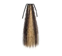 treccia finta capelli Coda di cavallo riccia mais, 85 cm, parrucca sintetica con coda extra lunga da annodare(Color 6)