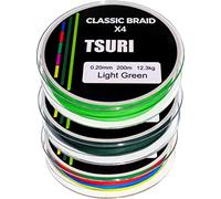 Treccia pesca 4 fili 20/100 12/100 6/100 150m 200m Multicolore Verde carniccio mare luccio trota