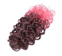 Treccia riccia lunga, 1 confezione di capelli all'uncinetto con onde oceaniche for donne nere, capelli con trecce profonde Boho(T1B-Pink,18inch)