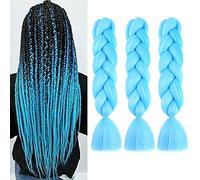 Treccine Africane Extension 3 Ciocche Trecce Afro Finta Capelli Treccia Sintetica Intrecciate Ombre Jumbo Braiding Hair Braids Crochet Twist, Cielo blu