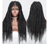 Treccine Africane Parrucca Sintetici Parrucca con Treccia Parrucca Intrecciata In Fibra Chimica Interamente In Pizzo Parrucca Naturale Sintetica Drag Queen Twist Trecce 1B