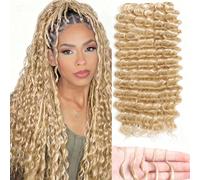 Treccine Boho Miracle Knots in capelli umani 100% Remy Feather Line, capelli da crochet per treccine da salone, setosi, senza giunture, invisibili, tinta unita 613 Honey Blonde, micro pre-loop, deep w