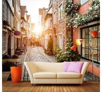 Tredimensionale Alba Architettura Strada Estensione Dello Spazio 3D Carta Da Parati Facile Installare Mobili Sfondi Ufficio Divano Camera Letto Sfondo Decorazione Murale-430cm×300cm