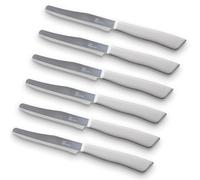 Tredoni 6 Coltelli da Cucina - 11cm Acciaio Inossidabile Italiano Coltello Posate da Verdure/Bistecca/Tavola Seghettato, Punta Arrotondata (Bianco)