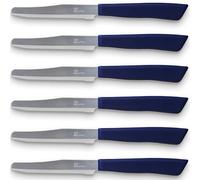 Tredoni 6 Coltelli da Cucina - 11cm Acciaio Inossidabile Italiano Coltello Posate da Verdure/Bistecca/Tavola Seghettato, Punta Arrotondata (Blu)