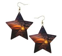 Tree at Golden Sunset - Orecchini da donna alla moda, orecchini pendenti celesti, gioielli a forma di stella per un versatile