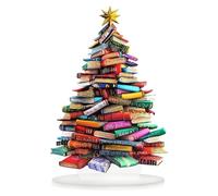 Tree Del Libro Di Natale - Segno Acrilico Colorato 2D 9 X 7 Pollici | Segno Di Albero Di Natale Decorativo Per Tavolo, Scaffale, Studio, Biblioteca, Casa, Ufficio, Bookclub | Decorazione Della Camera