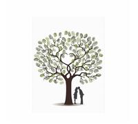 Tree Di Impronta Digitale Libro degli ospiti di nozze Albero di impronte digitali Tela Wall Art Poster Regalo Firma Ricordo di matrimonio for la decorazione della festa(Color01,35x50cm 14x20inch)