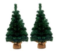 Tree di Natale da tavolo 2 pezzi Mini albero di Natale artificiale con base di lino per il centro domestico di Mall, 15.8 pollici