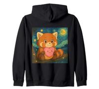 Tree Dweller Panda rosso con cuore in mano Van Gogh Art Felpa con Cappuccio