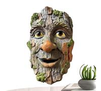 Tree Faces Decor Outdoor - Resin Old Man Face Statue, 3D Whimsical Bark Sculpture with Weatherproof Finish, Realistic Yard Art Ornament, Enchanting Garden Decoration for Pathway Backyard Patio Walkway