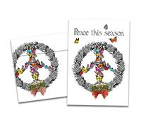 Tree-Free Greetings - Biglietti d'auguri stagionali - Artful Designs - 10 biglietti + buste abbinate - Made in USA - 100% carta riciclata - 5 x 7 - Corona della pace (HB93537)