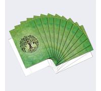 Tree-Free Greetings Set di biglietti ecologici a tema Buddha, con buste, realizzati negli Stati Uniti, con carta riciclata al 100% in una struttura a energia solare, albero della vita, confezione da