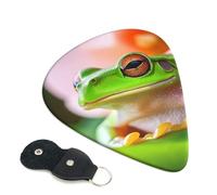 Tree Frog - Confezione da 6 plettri per chitarra con porta plettri in pelle, portachiavi, custodia per plettri, arte astratta, per chitarra elettrica acustica, ukulele, 0,71 mm