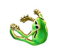 Tree Frog Ring - Versatile Jewelry Accessory | Adjustable Open Ring + Clip On Earring | Kids Girls Boys No Piercing Needed, Fun Animal Design for Everyday Wear