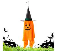 Tree Halloween Ornaments, Small Hangable Black Hat Pumpkin, 11.81x11.81x0.79 Inches, Lightweight Festive Design, Easy Loop Attachment for Garden Porch Patio Yard Indoor Outdoor Holiday Display