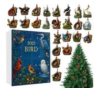 Tree Hole Bird Adventt Calendar - 2D Bird Decor, 24-Day Christmas Countdown Calendar 2025, 2D Flat Tree Hole Birds Ornament | Acrylic Hanging Decoration for Kids, Adults, Holiday, Backpack, Keyring