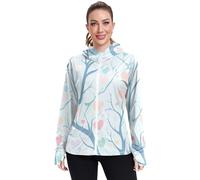 Tree Love - Felpa con cappuccio da donna, con fori per il pollice, alla moda, protezione UPF 50+, colore: blu pastello, Albero Amore Pastello Semplice Blu, XXL