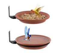 Tree-Mounted Bird Feeder, Bath Tray Set, 2 pezzi di acqua, 20 x 2 cm, and Food Bowls for Outdoor Garden, Balcony, Patio, Recinzione, Oro Wall Use Decorative Wildlife Accessory for Birds