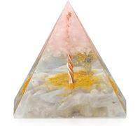 Tree of Life Orgone Piramide for Positive Energy, Rose Quartz&Moon Stone Healing Crystal Pyramid for Reduce Stress Chakra Reiki Healing Meditation