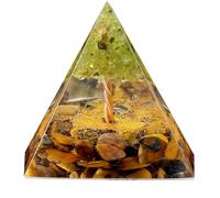 Tree of Life - Piramide per energia positiva, peridoto e tigre Eye Healing Crystal Pyramid for Reduce Stress Chakra Reiki Healing Meditation