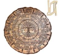Tree of Life Wheel of The Year Wood Sign,Solid Round Wooden Pagan Witch Calendar Plaque,Handcrafted Wall Decor for Wiccan Altar & Nature Spirituality