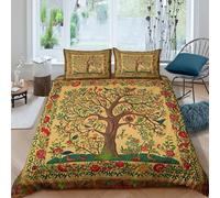 Tree of Lifecopripiumino morbida microfibra 3 Pezzi stampa 3D con cerniera Botanical embroidery design Set Di Copripiumino con federe per cuscini aiosa for bambini e adolescenti Double（200x200cm）