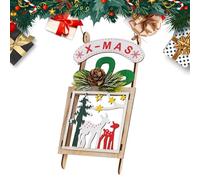 Tree Ornaments - Figurine Pendant Crafts, Wooden Christmas Decorations, Rustic Farmhouse Style, Holiday Party Supplies, Hanging Brown for Home Kitchen, Outdoor Garde Window, Office