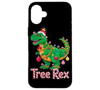 TREE REX Christmas Costume T-Rex Dinosaur Xmas Light Family Custodia per iPhone 16 Plus