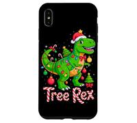 TREE REX Christmas Costume T-Rex Dinosaur Xmas Light Family Custodia per iPhone XS Max