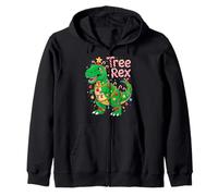 Tree Rex Christmas Costume T-Rex Dinosaur Xmas Light Family Felpa con Cappuccio
