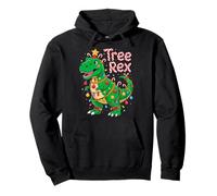 Tree Rex Christmas Costume T-Rex Dinosaur Xmas Light Family Felpa con Cappuccio