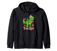 Tree Rex Christmas Costume T-Rex Dinosaur Xmas Light Family Felpa con Cappuccio