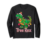 Tree Rex Christmas Costume T-Rex Dinosaur Xmas Light Family Maglia a Manica