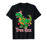 Tree Rex Christmas Costume T-Rex Dinosaur Xmas Light Family Maglietta