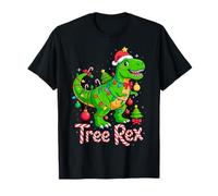 Tree Rex Christmas Costume T-Rex Dinosaur Xmas Light Family Maglietta