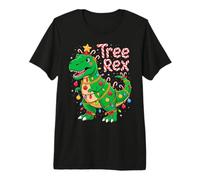 Tree Rex Christmas Costume T-Rex Dinosaur Xmas Light Family Maglietta Premium
