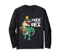 Tree Rex T-Rex Dino Pun Funny Christmas Dinosaur Maglia a Manica