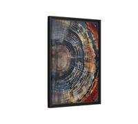 Tree Ring Framed Canvas Wall Art, Abstract Colorful Minimalist Farmhouse Print 16x24inch 40x60cm (Vertical) / Black / 1.25inch 3.175cm