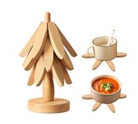 Tree Shape Trivet Set - Christmas Tree Wooden Trivets, Christmas Trees for Hot Dishes | for Kitchen Counter Dishes Pots Pans Bowl Teapot Dining Table Farmhouse Home Office Party Accessories