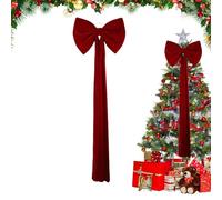 Tree Topper Bow - Christmas Decor | Festival Velvet Bow Topper For Christmas Trees, Wreaths, Doors, Garlands, Cabinets, Home Farmhouse Décor, Banquets, Parties