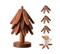 Tree Trivet - 1x Wooden Tree Trivet | Heat Resistant Pads Christmas Decor | Wooden Coaster Set | Compact Treee Shape Trivets Set For Kitchen Counter, Dishes, Pots, Pans, Bowl, Teapot, Dining