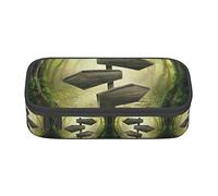 Tree Wooden Arrows Sunlight Fog Road Magic Dark Jungle Astuccio speciale per ragazze ragazzi, astuccio grande capacità astuccio grande per matite, cancelleria per studenti astuccio per matite con ce