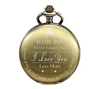 Treebito, orologio da tasca per mamma e figlio, regalo di laurea per lui 2020, con incisione "To My Son Love Mom" (lingua italiana non garantita) Bronzo